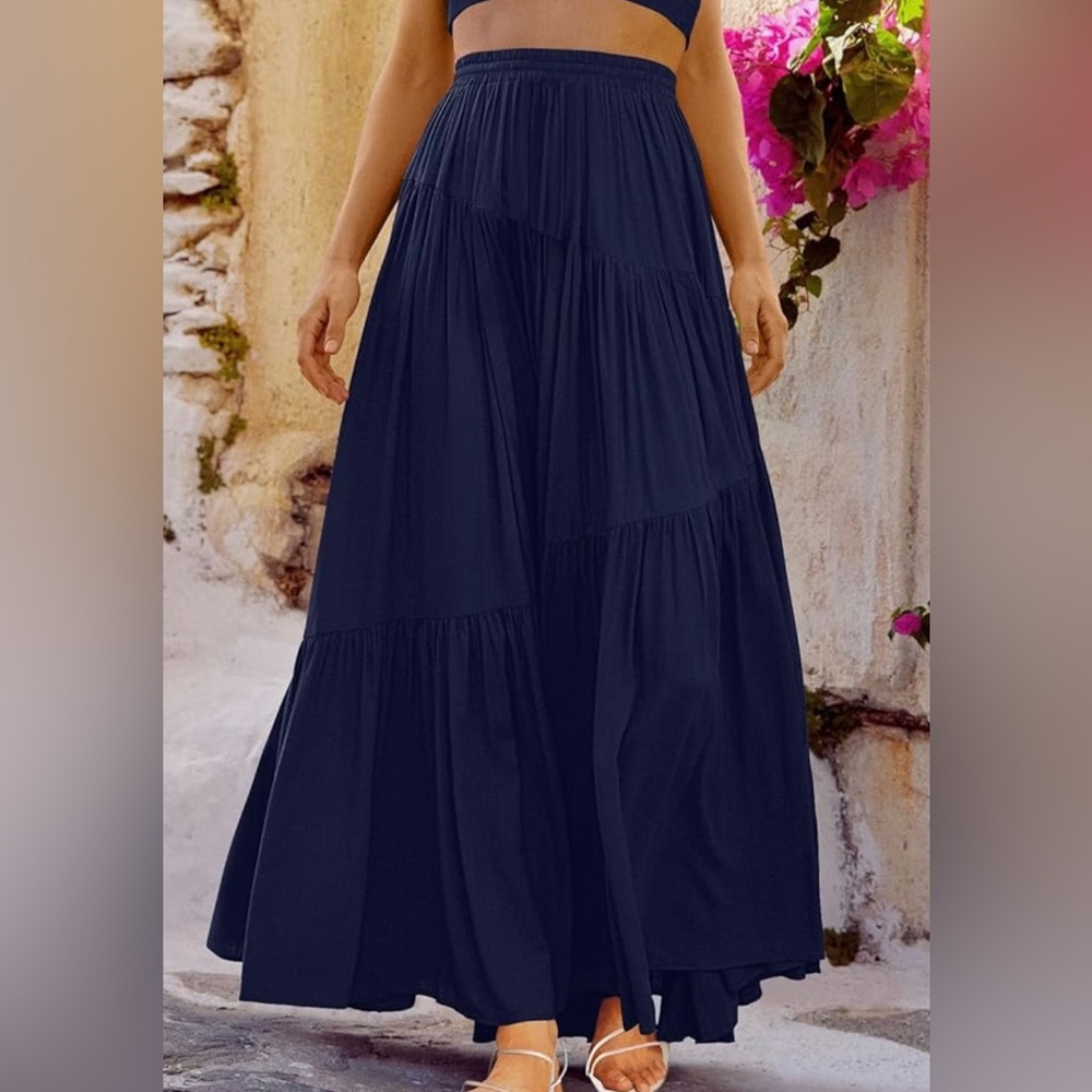 ANRABESS Women’s Large Elastic waist maxi skirt